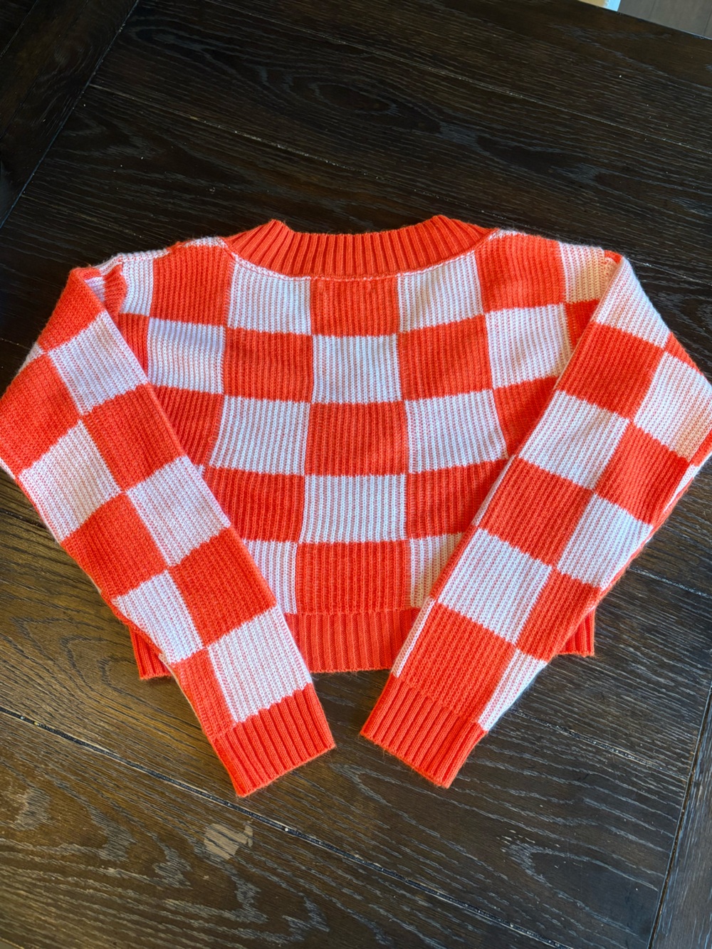 bp Orange and White Checkerboard Crewneck Sweater